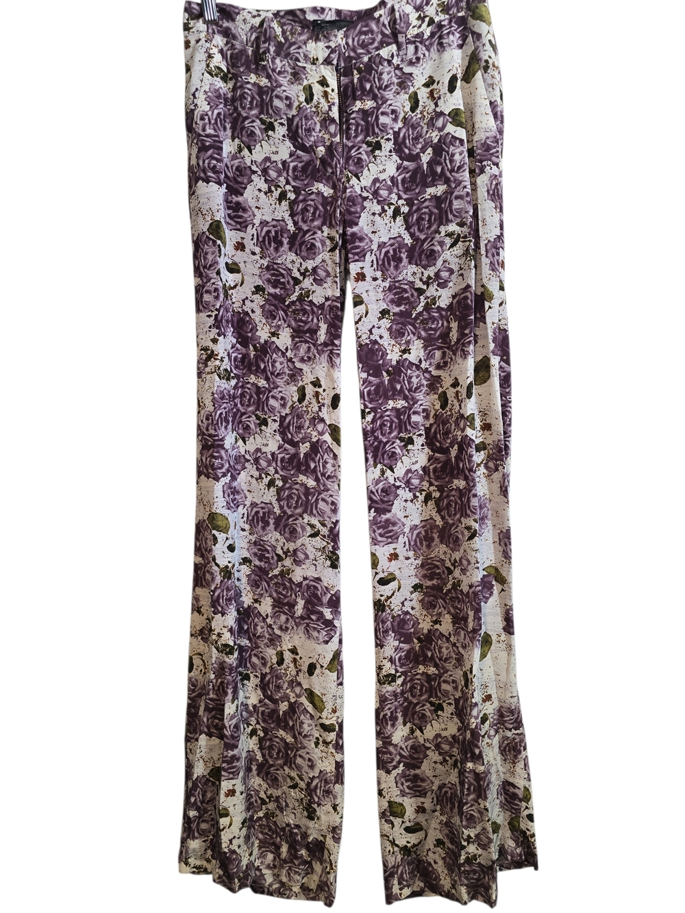 Richard Chai Purple Floral Wide-Leg Pull-On Pants